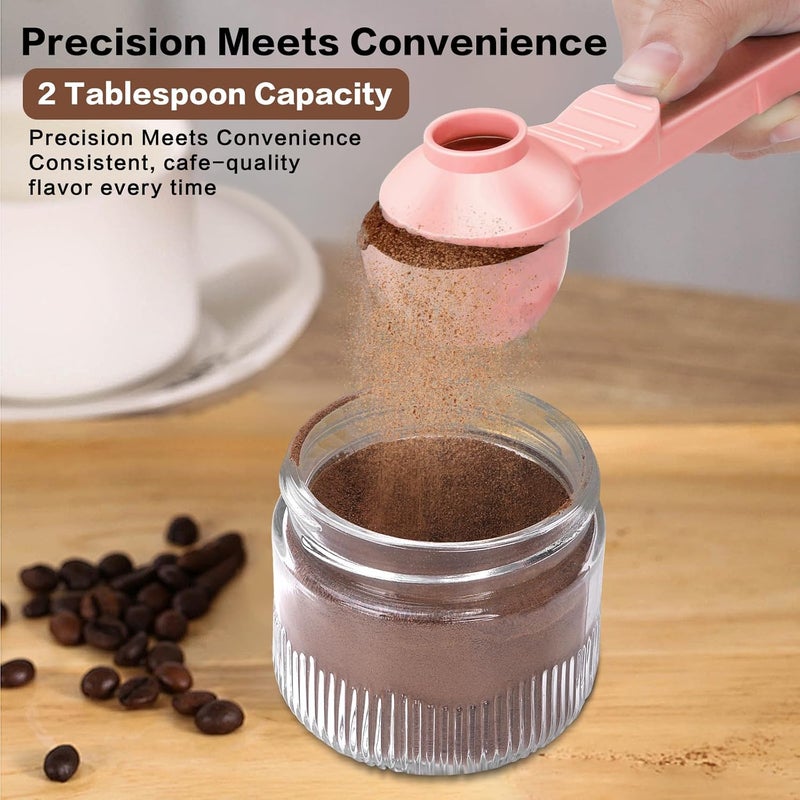CEILUPY 2-in-1 Coffee Scoop with Funnel, 2 Teaspoon Measuring Spoon for Reusable K Cups, Ground Coffee, Protein Powder & Tea, Mess-Free Plastic Design (Pink) - Image 3